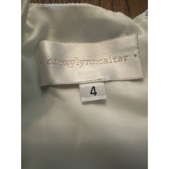 Women 4 Anthropologie Corey Lynn Calter Cream Linen Embroidered Fit Flare Dress - Picture 3 of 6